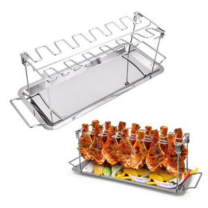 Stainless Steel Chicken Leg Grill Rack Folding Portable BBQ Baking Tray Multi Functional Cooking Accessory - Product Image 1