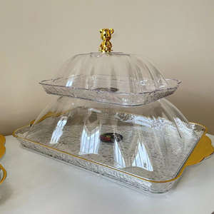 Supermercato frutta pane degustazione Buffet Home Display piatto con coperchio trasparente per la conservazione <span class=keywords><strong>di</strong></span> freschezza vassoio per la festa - Product Image 3