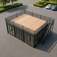 Maison en verre sur mesure à prix d'usine avec terrasse sur le toit, café, boutique ou bureau modulaire préfabriqué à vendre