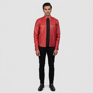 Factory Wholesale 100% Original Custom <b>Men's</b> Cow Skin <b>Leather</b> <b>Jacket</b> Hip Hop Style Stand Collar Front Pockets <b>jacket</b> for <b>men</b> - Product Image 1