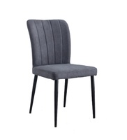 Lot de 6 chaises de salle à manger rembourrées en tissu de lin-Gris foncé