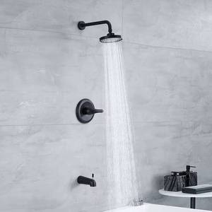 Ensemble de douche mural moderne noir en laiton à levier unique dissimulé avec jet de pluie et cartouche céramique - Product Image 4