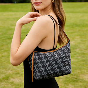 Bolso de Hombro de Mezclilla para Mujer, Bolso Tipo Hobo de Moda, Bolso con Cierre y Patrón, Bolso de Hombro Casual para Uso Diario - Product Image 2