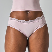 Celana Dalam Wanita Model High-Rise Hip Triangle Seksi Bahan Katun Modal Berenda Motif Polos Kain Rajut Bernapas Pasokan ODM Logo