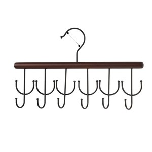 Multifunctional Wooden Clothes <b>Hanger</b> With 18 Hooks For Ties Suspenders Vests Bags Home Dorm Storage Organizer Rectangle Shape - Product Image 5
