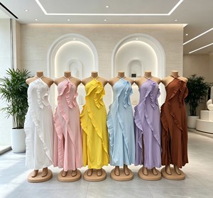 Nouvelle Robe d'été 2026 <span class=keywords><strong>pour</strong></span> <span class=keywords><strong>Femme</strong></span>, Style Africain Kafotan, Décontractée, Ample, <span class=keywords><strong>pour</strong></span> Vacances et Plage, avec Bretelles à Fleurs 3D, Couleur Unie - Product Image 1