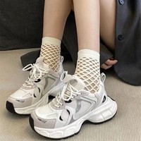 Baskets tendance à plateforme épaisse blanc arctique pour femme, respirantes en maille, style Dad Shoes, baskets de sport, MOQ 1