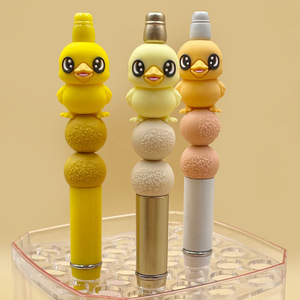 Cuentas de silicona con forma de pato para bolígrafos, redondas, de grado alimenticio, diseño 3D, amarillo cremoso, amarillo atardecer - Product Image 2