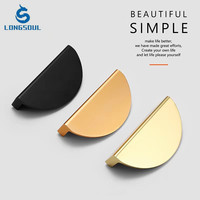 64mm 96mm demi-rond coffre porte tiroir tirer en alliage d'aluminium demi-lune forme noir or petite poignée