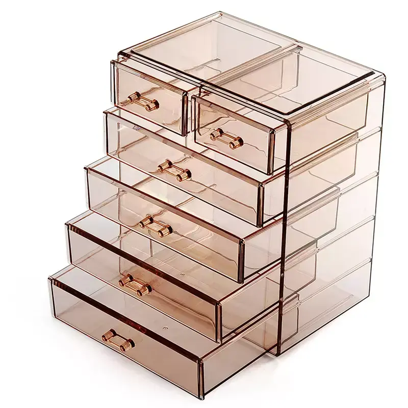 5 Tier Desktop Transparent Brown Aufbewahrung sbox Organizer Makeup Box Organizer mit Schubladen ablage