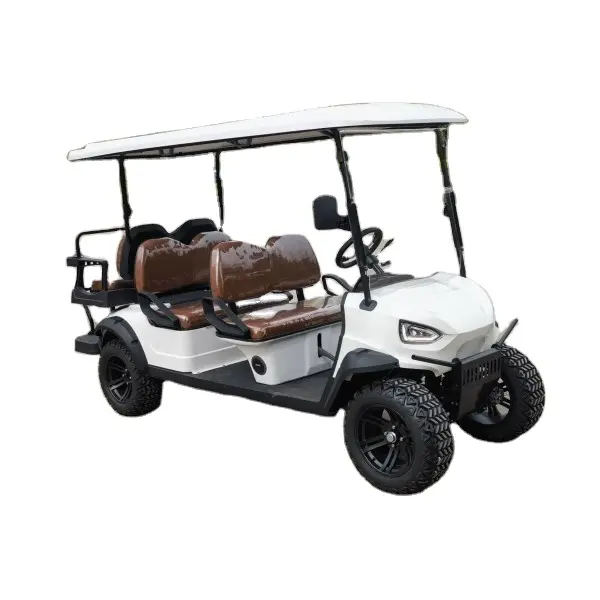Chariot de golf 6 places tout terrain à moteur électrique, robuste, de couleur rouge, CVT, voiturette de golf pour la vente, de haute qualité