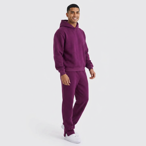 Conjunto Deportivo de Dos Piezas Personalizable Unisex para Invierno, 100% Algodón, Forro Polar, Resistente al Viento, Reversible, Lavado Ácido, Color Sólido - Product Image 1