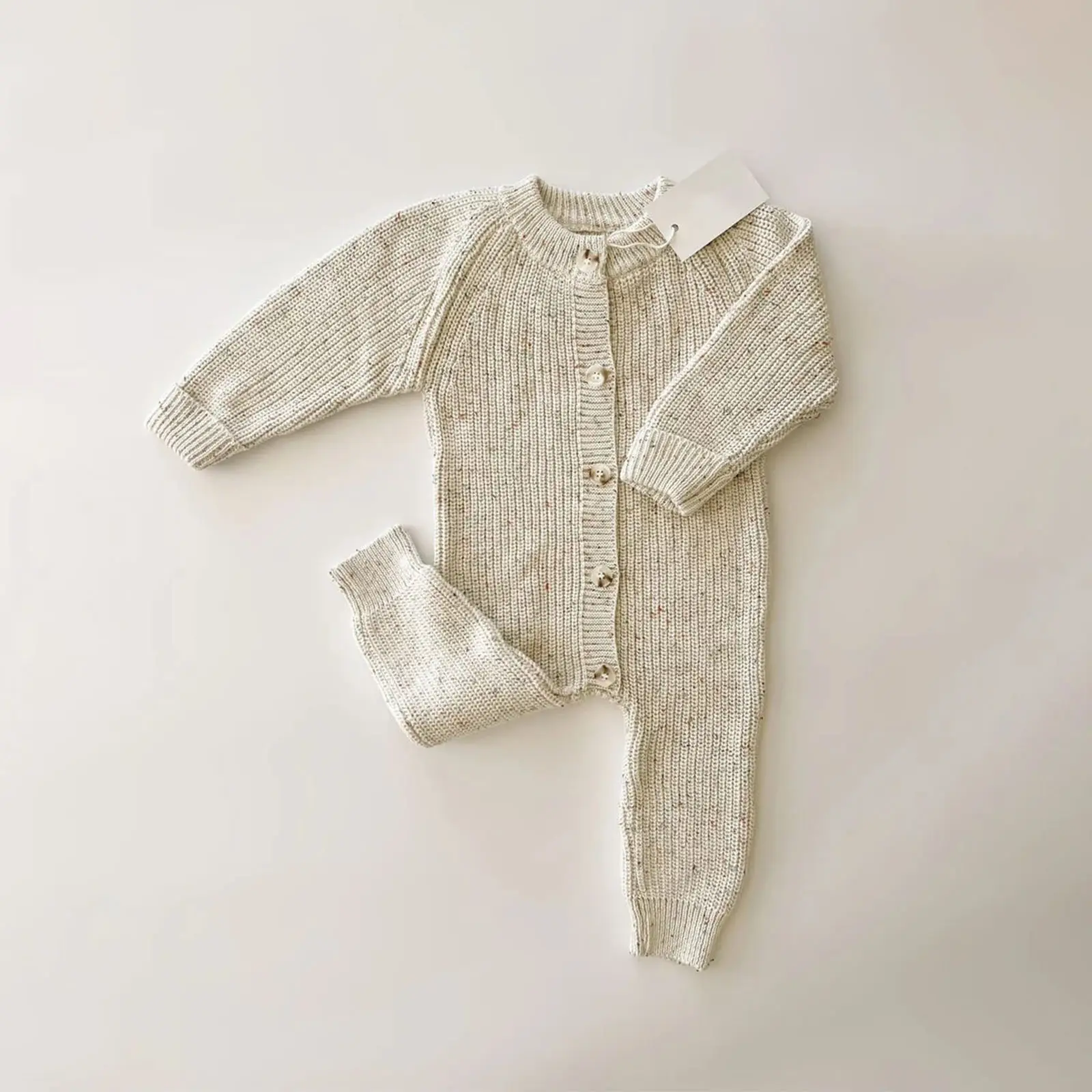 OEM Winter Herbst Neugeborene gestrickter Jumpsuit Säugling gestrickter Baby-Sweater Strampelanzüge individuelle Bio-Baumwoll-Babybekleidung 0-3 Monate