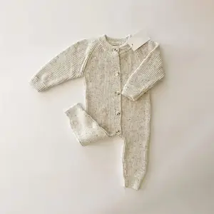 Oem Mùa Đông Mùa Thu Trẻ Sơ Sinh Đan Jumpsuit Trẻ Sơ Sinh Dệt Kim Bé Áo Len Rompers Quần Áo Tùy Chỉnh Cotton Hữu Cơ Quần Áo Trẻ Em 0-3month