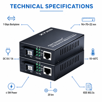 Convertidor de Fibra Óptica ZTRS de 1/2/4 Puertos, 10/100M RJ45 a 100M Fibra Única SC 20km, Convertidor de Escritorio No Administrado IEEE 802.3u