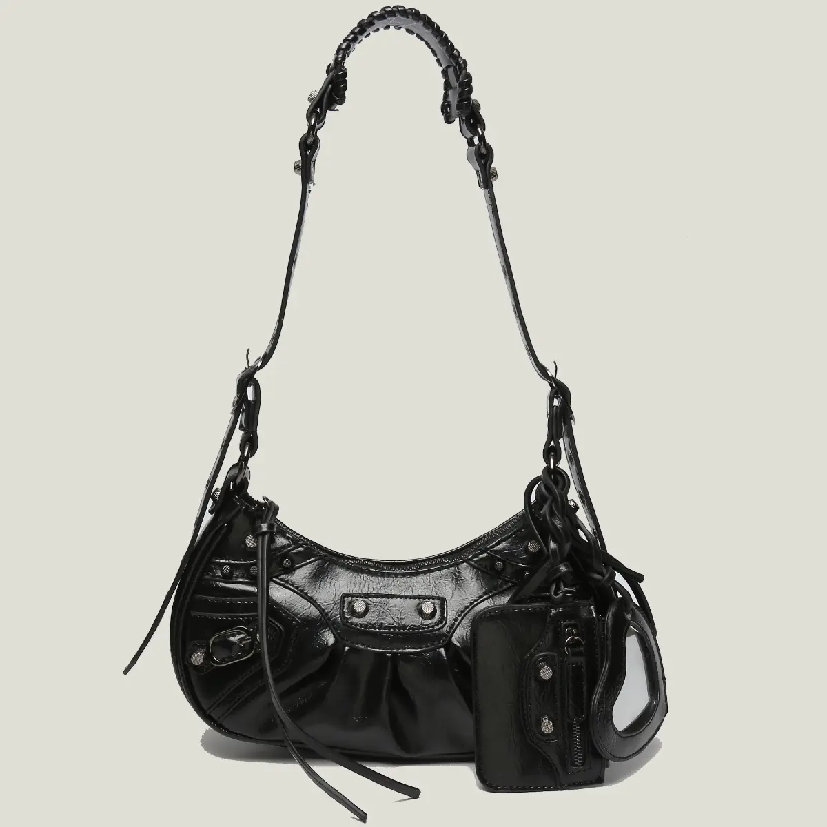 New Luxury Designer retro Handbags Rivet Shoulder Bag Vintage PU Leather Classic women Crossbody Bag With Card Holder Mirror