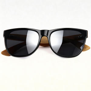 Lunettes de soleil unisexe surdimensionnées en bois de bambou, monture noire, protection UV400, style voyage, pour le commerce transfrontalier - Product Image 2