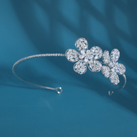 Serre-tête de Mariée de Luxe Élégant avec Grande Fleur Double en Zircon Cubique, Bijou de Cheveux pour Femme, Idéal pour Robe de Soirée et de Cérémonie