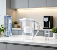 Carafe filtrante à eau au charbon actif pour l'élimination des PFAS, conteneur en similicuir, capacité 2,6 L, réduit le chlore/métaux lourds, améliore la qualité de l'eau