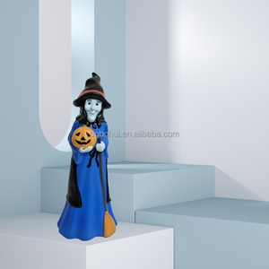 รูปปั้นแม่มดพลาสติกพ่นสีด้วยมือสำหรับตกแต่งวันฮาโลวีน - Product Image 1