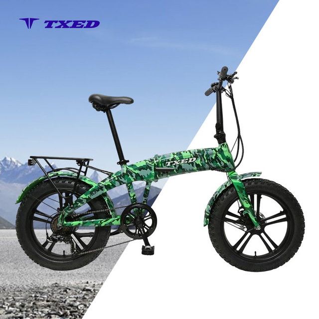 TXED Popular 20" 4.0 Brushless 48V/500W Rear Motor Alloy Frame 7 Speed Fat Tire Electric Folding Bike