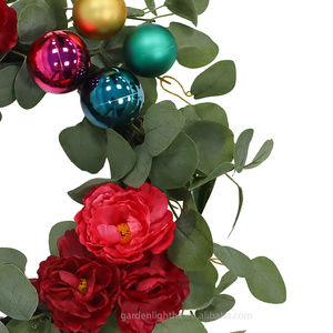 Guirnalda de Flores de Eucalipto Ecológica de 19.69 Pulgadas con Bolas Artificiales, Decoración Navideña para Interiores, Puerta Principal y Pared, Estilo Tradicional - Product Image 3