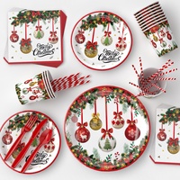 Festliches Weihnachts-Tafelservice Set Feiertagsparty-Zubehör für Weihnachtsessen Feier-Dekoration Events
