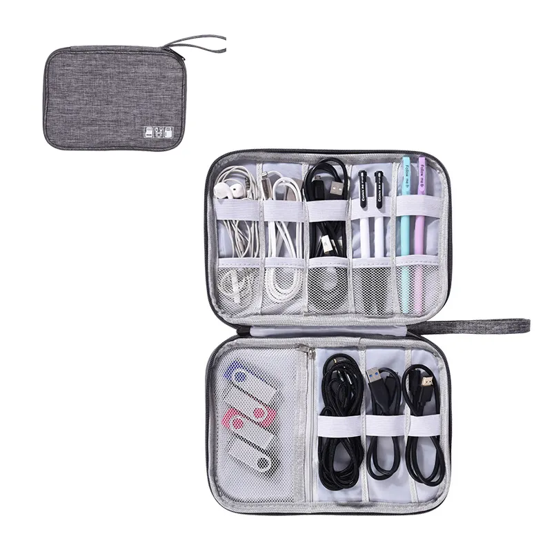 Portable Large Capacity Waterproof Cation Data Cable Digital Organizer Bag For Storage Charger Earphone