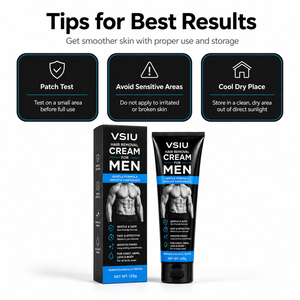 Crème dépilatoire douce et indolore VSIU pour hommes 120g, longue durée, pour toutes les zones du corps masculin : poitrine, bras, jambes - Product Image 2