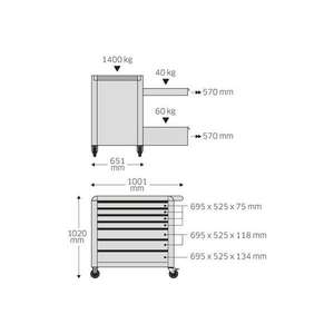 STAHLWILLE - 81200170 Chariot porte-outils avec 7 tiroirs, bleu-EAN 4018754334506 ROLLING WORKSHOPS ROLLER CABINETS - Product Image 3