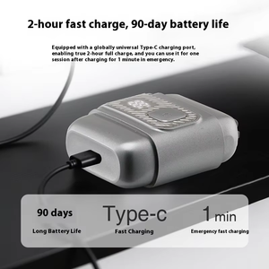 มีดโกนหนวดไฟฟ้าแบบ USB สำหรับผู้ชาย กันน้ำ ใบมีดลอยได้ 3 ใบ ตัดแต่งหนวดเครา จอแสดงผล LED ชาร์จไฟได้ พกพาสะดวกสำหรับการเดินทาง - Product Image 2