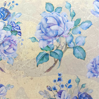 Étiquettes autocollantes personnalisées en PVC/PET imperméables, motif floral décoratif, logo rose bleue vintage sur mesure pour ordinateur portable et réfrigérateur