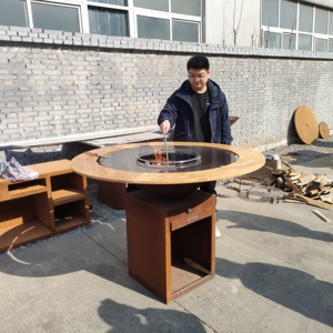 Barbecue au charbon de bois en acier Corten pour extérieur, certifié CE, facile à nettoyer, assemblé pour une utilisation en <span class=keywords><strong>cuisine</strong></span> <span class=keywords><strong>extérieure</strong></span> ou comme foyer. - Product Image 6