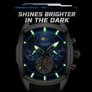 <span class=keywords><strong>Montre</strong></span> à quartz à deux fuseaux horaires, miroir convexe, étanche 3 ATM, 41 mm, <span class=keywords><strong>montre</strong></span>-bracelet carrée de luxe, affichage des phases lunaires, <span class=keywords><strong>montre</strong></span> lumineuse - Product Image 6