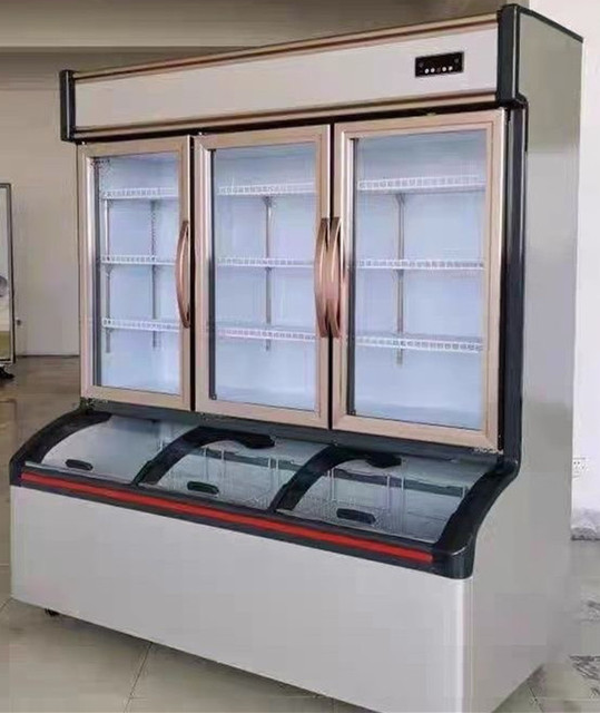 Multifunctional Double-Temperature Glass Door Upright Freezer and Refrigerator for Convenience Store | Beverage, Fruit
