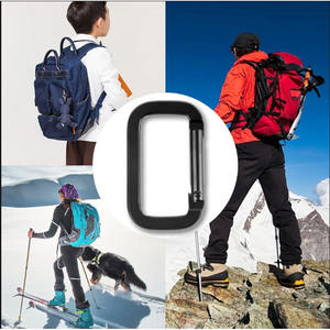 Black Square Aluminum <b>Carabiner</b> Hook 50kg Load Capacity For Backpack Water Bottle Keychain Accessory - Product Image 2