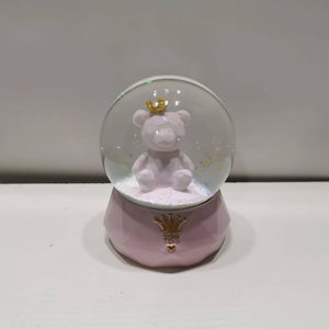 <strong>Wholesale</strong> Pink Resin Crafts Souvenir Bear Unicorn Custom Handmade Hand-painted <strong>Snow</strong> <strong>Globe</strong> Christmas Water <strong>Globes</strong> with Music LED - Product Image 1