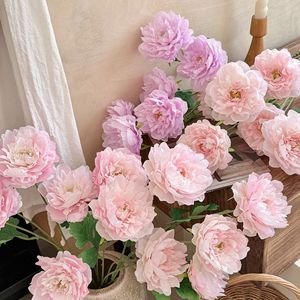 Flores Artificiales de Peonía de 6 Cabezas, Realistas y Estéticas, Hechas a Mano, para Decoración de Bodas y Hogar, Tacto Real, Flores Falsas Realistas, Venta al Por Mayor - Product Image 1
