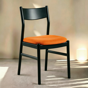 Silla de Comedor Móvil de Estilo Retro de Madera Maciza, Asiento Tapizado en Cuero PU, Respaldo Cómodo, Diseño <span class=keywords><strong>Simple</strong></span> para <span class=keywords><strong>Restaurante</strong></span> - Product Image 1