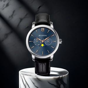 Reloj de Cuarzo Cronógrafo de Lujo para Hombre, Diseño de Estrella y Luna, Nueva Correa de Cuero de 18 mm, 42 mm, Moderno, Mehed Vaatavad Herrenuhr - Product Image 2