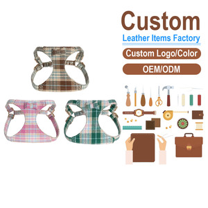 Nuevo Conjunto de Arnés y Correa para Perro con Diseño Británico a Cuadros, Chaleco de Tela para Paseo con Asa con Volantes, Lindo Arnés Antitirones para Cachorros - Product Image 1