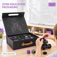 Caja Rígida Personalizada con Asa de Cuero e Inserto de Espuma, Kit de Codificación Robótica STEM, Caja de Regalo Educativa, Negro Mate OEM ODM