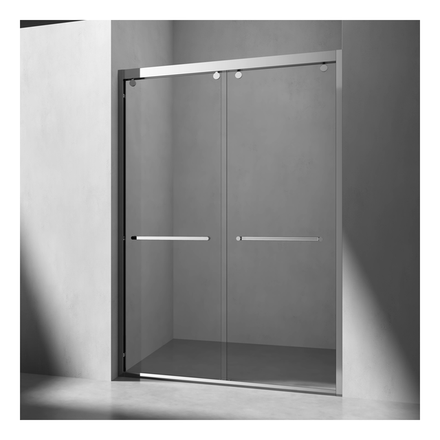 Sliding Frameless Shower Door Roller Shower Enclosure Matte Black Finish 10mm Tempered Clear Glass Bathroom Villa Apartment