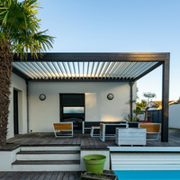 Kit de pergola motorisée, toit à lamelles en aluminium, pavillon de jardin extérieur imperméable