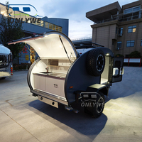 ONLYWE Remorque de camping compacte de 12 ans de conception d'usine, type Teardrop, mini-caravane pour Nissan Frontier, pour remorquage tout-terrain