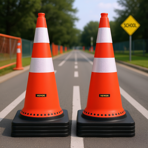 Cône de signalisation Vevor 30 pouces en PVC avec colliers réfléchissants, base lestée noire, pour la sécurité routière, la construction et l'utilisation scolaire - Product Image 2