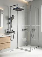 Ensemble de robinetterie mural 4 fonctions finition piano pour porte-avions, avec contrôle thermostatique intelligent, pour eau froide et chaude, pour douche