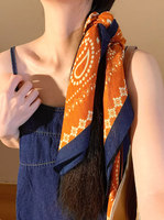 Foulard carré multifonctionnel en coton à motifs patchwork, cachemire et pois, accessoire pour cheveux et cou, idéal pour les séances photo, les sorties et les boutiques de desserts, personnalisable