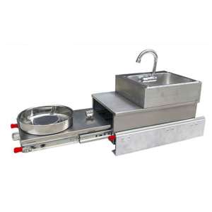 Estufa de Gas LPG Portátil de Acero Inoxidable con un Solo Quemador y Fregadero con Escritorio de Almacenamiento para Autocaravanas y Caravanas - Product Image 1