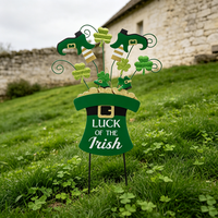 Piquets de jardin personnalisables en métal, motif trèfle irlandais, 18x24, pour ornement de pelouse extérieure